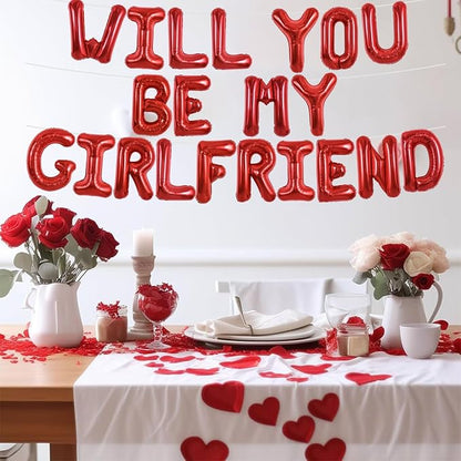 TONIFUL 16 Inch Red Will You Be My Girlfriend Letter Balloons Be My Girlfriend - Image 3