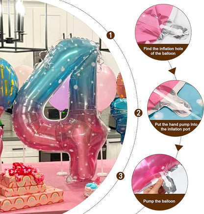 Number Balloons 3 Balloon for 3 Birthday Decorations, 40 inch Blue and Pink | - Image 6
