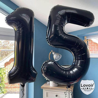 Black 14 Number Balloons, 40 Inch Giant Number 14 Balloons Foil Mylar Helium - Image 6