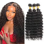 Deep Wave Human Hair Bundles Color 1B Loose Deep Wave Bundles 14 16 18 Inch Niegmeag Hair Brazilian Unprocessed Virgin Remy Hair Extensions 100g/Pc