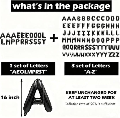 98 Pcs Black Letter Balloons, Custom 3 Set A-Z Set - Image 3