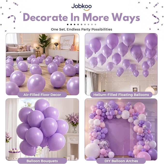 Jobkoo Pearl Purple Balloons 12 inch, Pastel Light Purple Party Balloon | - Image 4