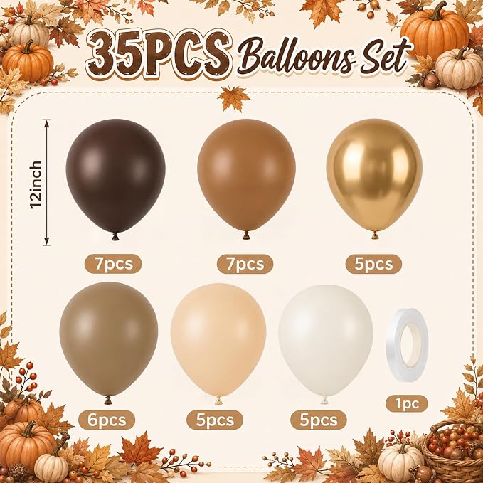Brown Balloons 12 Inch Dark Light Brown Coffee Tan Beige Gold Latex Balloon | - Image 2