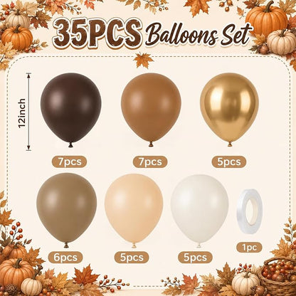 Brown Balloons 12 Inch Dark Light Brown Coffee Tan Beige Gold Latex Balloon | - Image 2