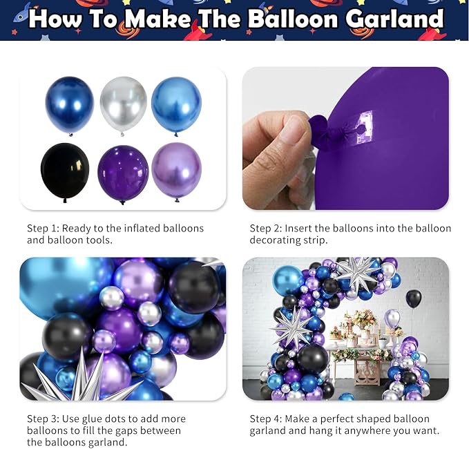 Outer Space Balloon Garland Arch Kit, Galaxy Theme Birthday Party Decorations - Image 7