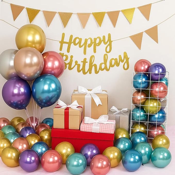 Patimate Metallic Colorful Chrome Latex Party Balloons 100 Pack 12 Inch | - Image 3