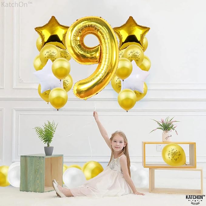 KatchOn Gold Number 9 Balloon 40 Inch, Foil 9 Birthday Balloon | 9th Birthday - Image 6