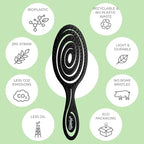 Ninabella Detangle Hair Brush for Women & Men - Does not Pull - Straightening Brushes for Straight & Curly Hair - Unique Spiral Detangling Hairbrush - Black