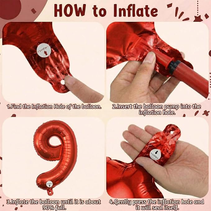Red Number 19 Balloon 40 Inch, Foil Numeral - Image 5