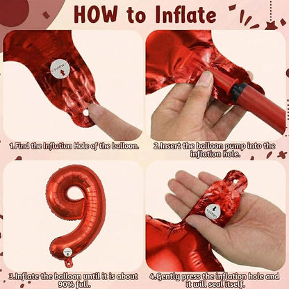 Red Number 19 Balloon 40 Inch, Foil Numeral - Image 5