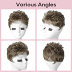 REECHO Hair Topper, Short Wiglet Hair Topper for Women with Thinning Large Coverage Synthetic Top Crown Hairpiece for Women - Medium Brown