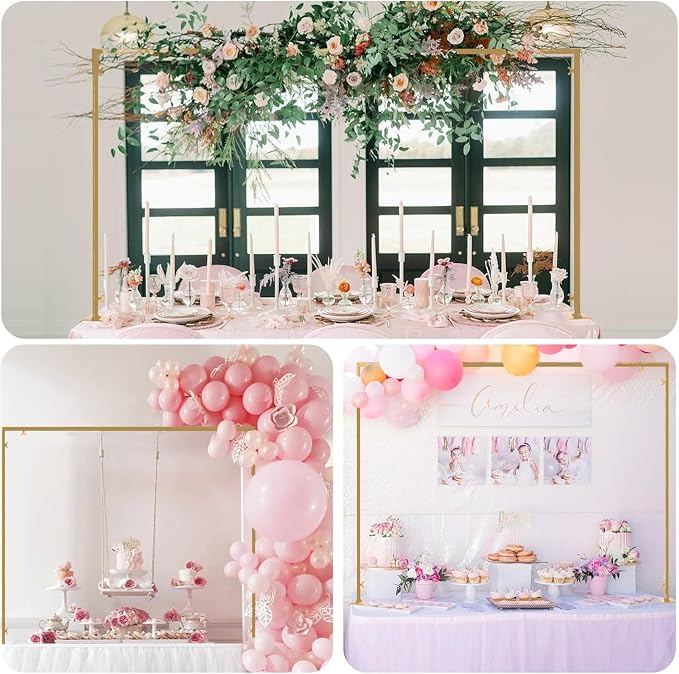 Over The Table Rod Stand with Clamps Gold Table Balloon Arch Banner Frame | - Image 6