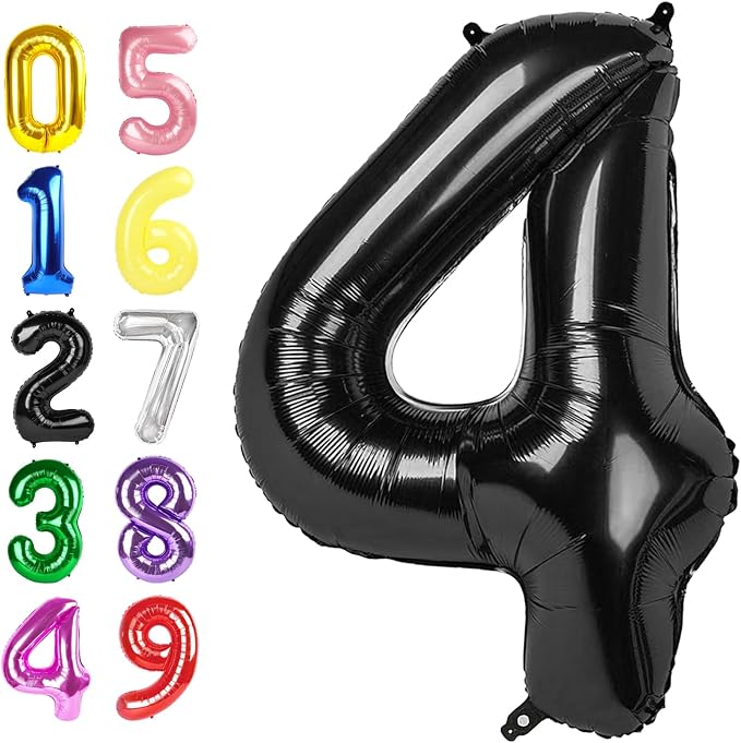 Number Balloons 40 Inch Black 3 Balloon by Argthjy