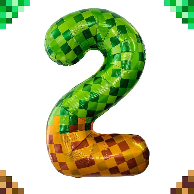 Pixel & TNT Theme 40in Giant Number Balloons - Image 7