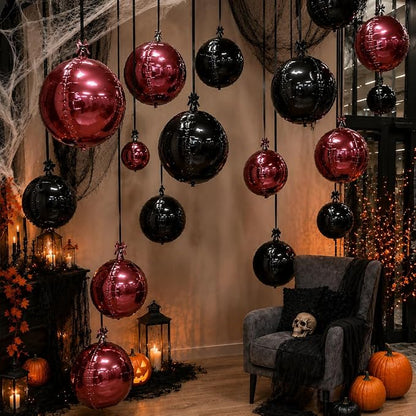 Black Burgundy Round Foil Balloons - Image 7