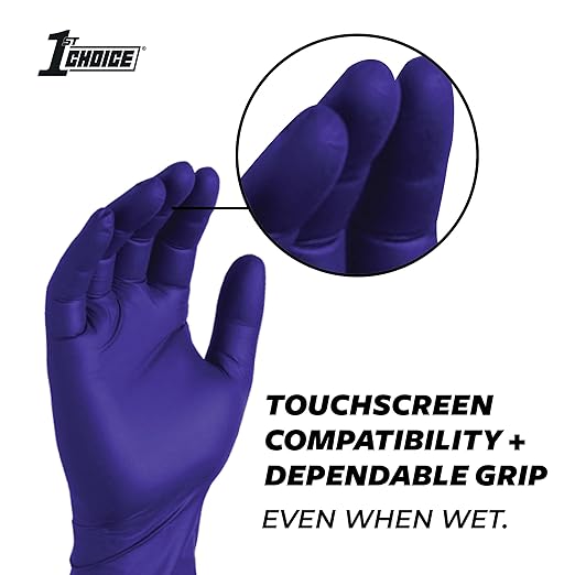 1st Choice Nitrile Disposable Gloves, 3 Mil Indigo Nitrile Gloves, Disposable Latex Free Exam Grade Large Gloves, Box of 100