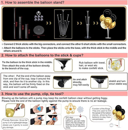 TONIFUL 6 Set Black Gold Balloon Stand Balloon Centerpieces - Image 6