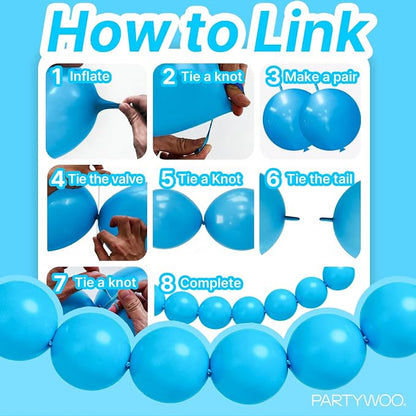 PartyWoo Light Blue Linking Balloons 100pcs 12 Inch Blue Link Balloons | - Image 5