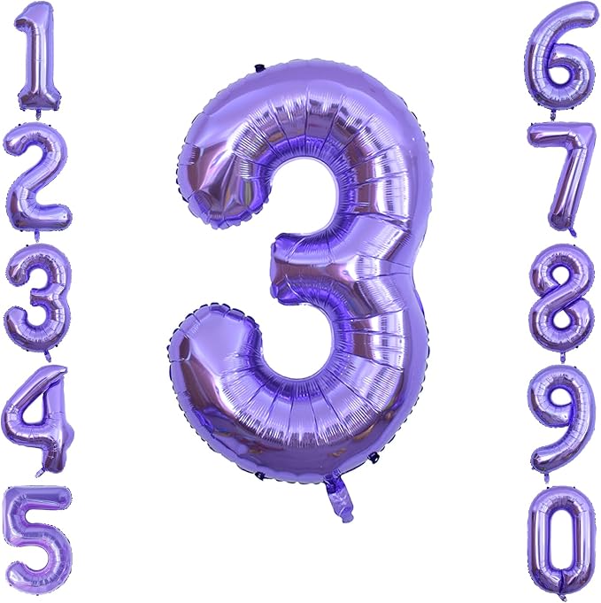 Purple Number 3 Balloon 40 Inch, Giant Lavender Mylar Foil Balloon by Unknown