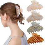 4 Pack Large Cute Acrylic Hair Claw Clips for Women, Strong Hold Non-Slip Barrettes for Thick Hair - Mermaid Striped Design Hair Accessories