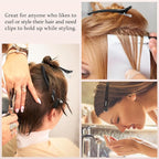 AIMIKE 12pcs Professional Hair Clips for Styling Sectioning, Non Slip No-Trace Duck Billed Hair Clips with Silicone Band, Salon and Home Hair Cutting Clips for Hairdresser, Women, Men -Black 4.3” Long