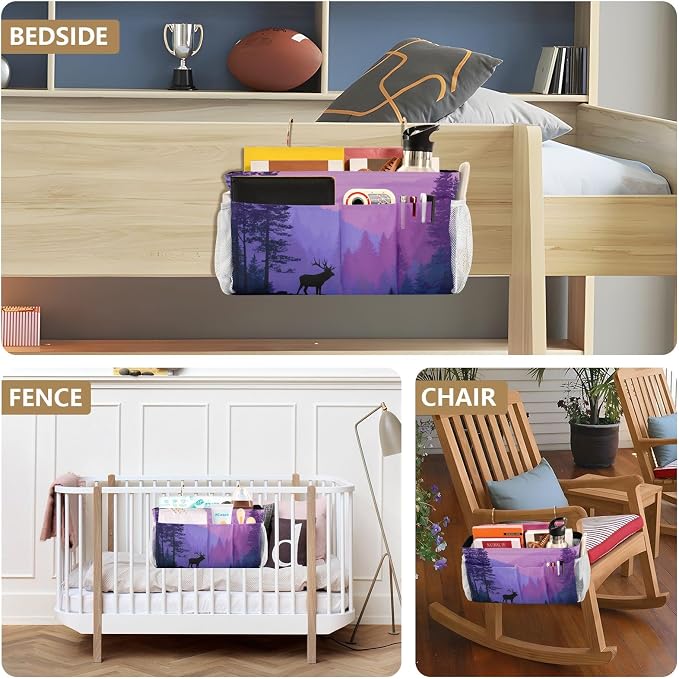 Bedside Caddy Hanging Bunk Bed Caddy Bed Organizer Hanging Pocket - Image 8