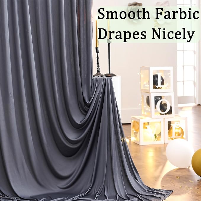 10ft x 10ft Wrinkle Free Charcoal Backdrop Curtains - Image 4
