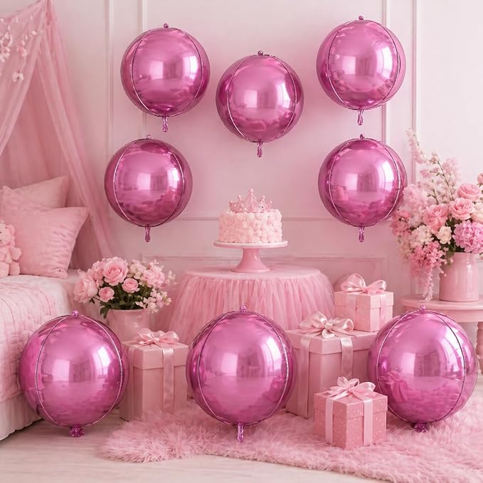 Pink Round Foil Balloons 9 pcs - Image 3
