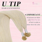YoungSee U Tips Hair Extensions Real Human Hair Blonde Utip Real Hair Extensions Platinum Blonde 20 Inch K Tips Hair Extension Human Hair Hot Fusion Ktip Extension For Women 1G/S 50G