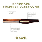Kent 20T Handmade Folding Pocket Comb for Men, Fine Tooth Hair Comb Straightener for Everyday Grooming Styling Hair, Beard or Mustache, Use Dry or with Balms, Saw Cut Hand Polished, Made in England