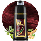 Dark Wine Red Hair Dye Shampoo 3 in 1 for Women & Men, Hair Color Shampoo Refresh Hair Only 20 Mins - Natural Plant - Champu Para Pintar el Pelo