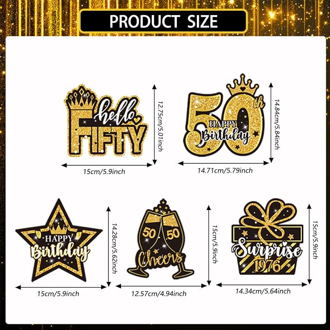 Mxdfafa 50th Black Gold Birthday Decorations Kit - Image 7