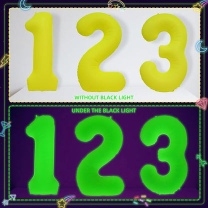 Mega-L Glow in The Dark Party Supplies, 40 Inch Yellow Number 9 Balloon | Glow - Image 7
