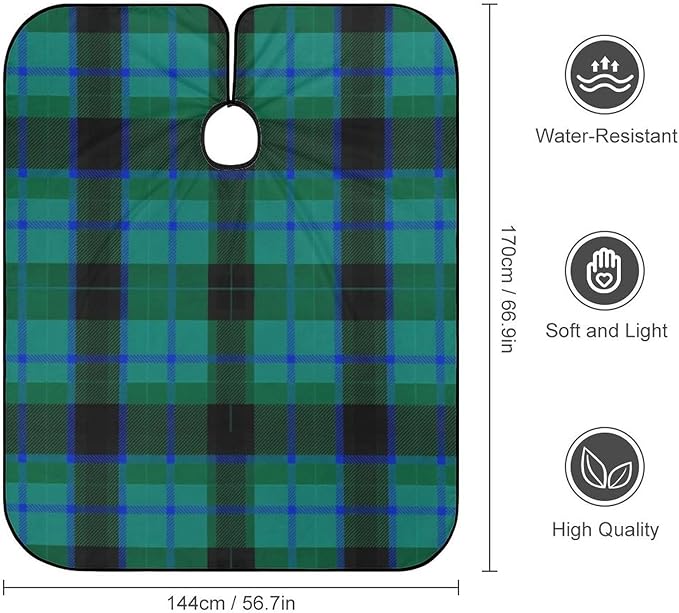 Extra Large Hair Styling Cape, Scottish Tartan Plaid Haircut Apron Haircuting Salon Cape Gown for Hair Cutting Styling