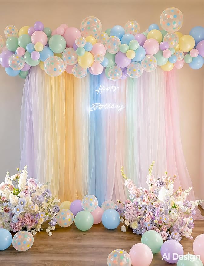 Pastel Balloons, Pastel Rainbow Balloons, Polka Dot Balloons | 50 Pcs 12 Inch - Image 2