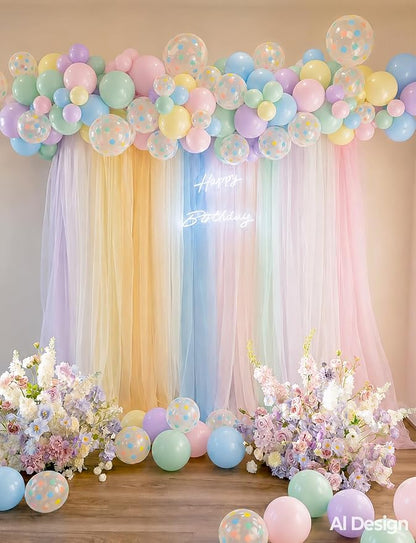 Pastel Balloons, Pastel Rainbow Balloons, Polka Dot Balloons | 50 Pcs 12 Inch - Image 2