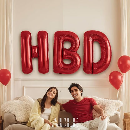 AULE 40 Inch Red B Balloon Letter Foil A-Z Birthday Big Alphabet | Birthday - Image 2