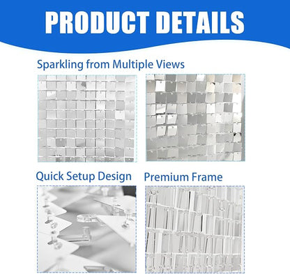 Ozikutech 24 Pcs Silver Shimmer Wall Backdrop Panels - Image 8