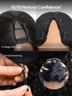 KLAIYI EasiContour V Part Wig Human Hair Body Wave Glueless Upgrade U Part Wig No Leave Out No Gel Clip in Half Wig V Shape Pull and Go Beginner Friendly Ready to Wear Natural Black Color 150% 22Inch