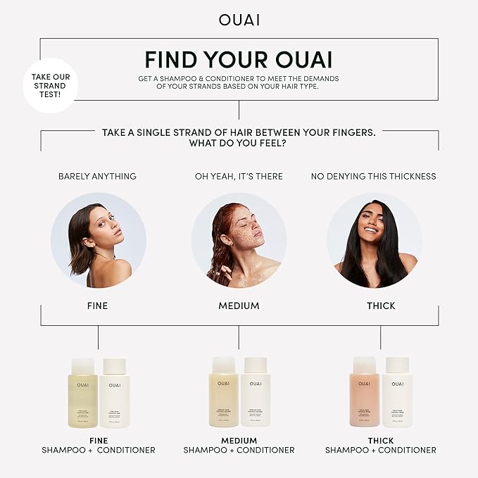 OUAI Thick Hair Bundle - Almond & Olive Oil & Keratin Conditioner, Shampoo & Treatment Masque - Paraben, Phthalate & Sulfate-Free Care (Conditioner & Shampoo 10 Oz each, 8 Fl Oz Masque)