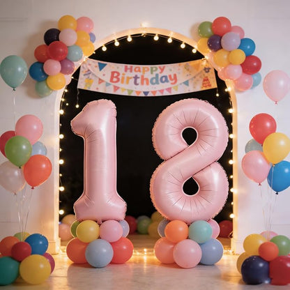40 In Matte Pink Number Balloons Helium Foil Mylar Balloon Party Digital 6 | - Image 5