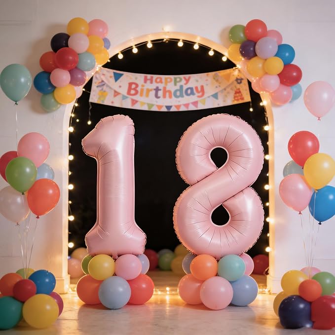 40 In Matte Pink Number Balloons Helium Foil Mylar Balloon Party Digital 1 | - Image 5