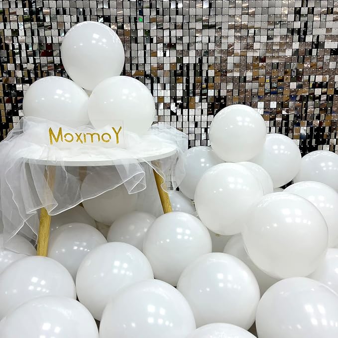 White Balloons 50pcs 12" Party Decoration Matte Latex Balloonfor Birthday - Image 2