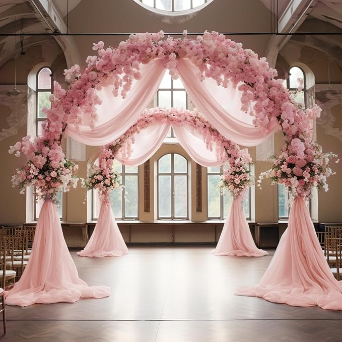 Blush Wedding Arch Draping Fabric Backdrop Drapes Sheer 2 Panels | 28.7"x20FT - Image 7