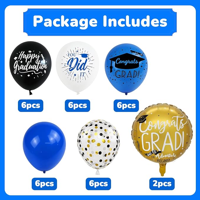 HILAVO Blue and Black Graduation Balloons 2026 Graduation Decoration 18 In Grad - Image 2