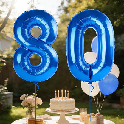 40 Inch Number 80 Balloons for 80th Birthday Party Decorations, 0-100 Dark Blue - Image 3
