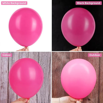 Ouddy Party 129Pcs Hot Pink Balloons Different Sizes 18 12 10 5 Inch, Latex - Image 4