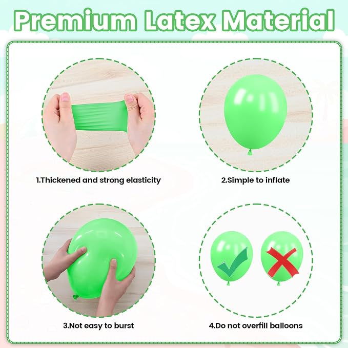 Tropical Balloons, 12 Inch Green Pink Orange Hot Pink Metallic Green Balloons - Image 3