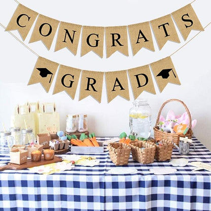 Congrats Grad Burlap Graduation Banner 2026 Congrats Grad Banner Garland No DIY - Image 3