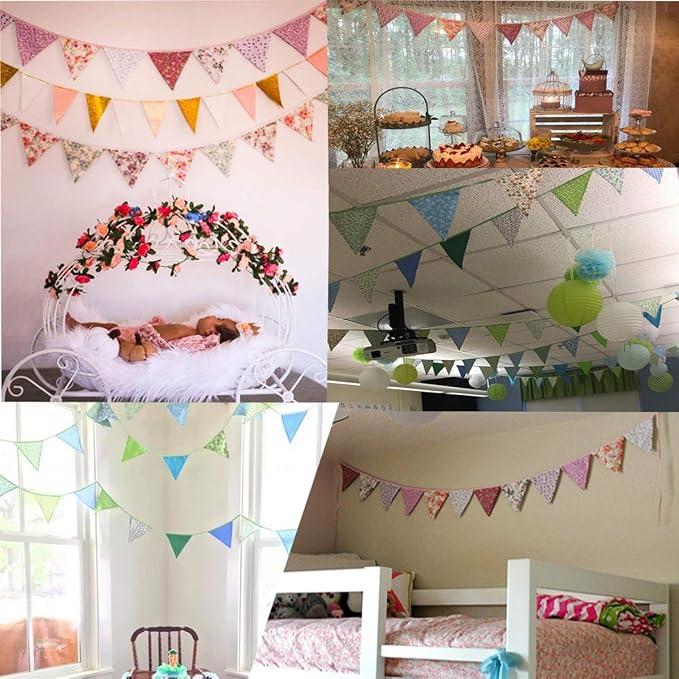 10M/32Ft Triangle Bunting Banner, Baby Shower, Outdoor and Home Decorations - Image 6